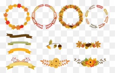 Wreath Autumn Flower Clip Art - Fall Border Stock png