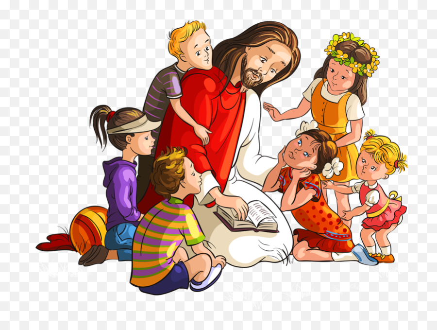 Download Illustration Jesus Child Stock Cartoon Preach Hq - Animado Jesus Y Los Niños Png,Cartoon Kids Png