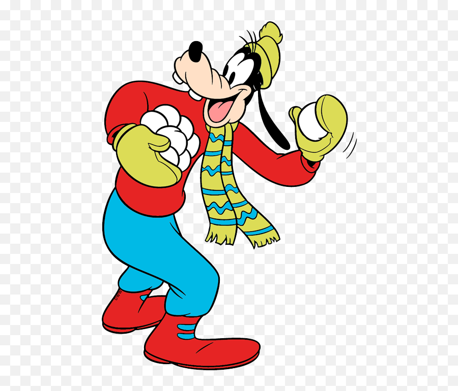 Download Mickey Snowman Baby Goofy Throwing A Snowball - Disney Winter Clip Art Png,Snowball Png