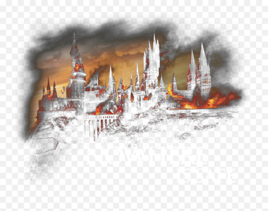 Harry Potter Burning Hogwarts Mens V - Potter And The Deathly Hallows Png,Hogwarts Castle Png