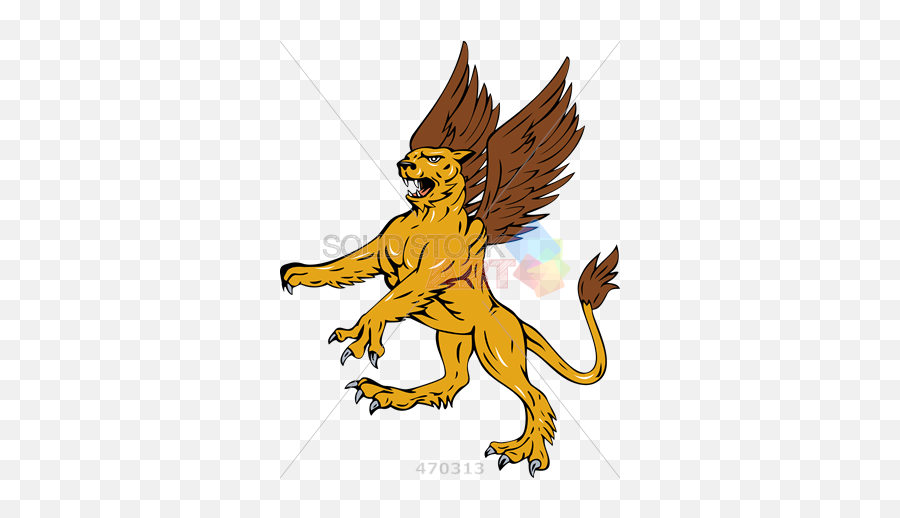 Stock Illustration Of Retro Cartoon Griffin With Eagle Wings Side View Facing Left Isolated - Cartoon Griffin Png,Cartoon Wings Png