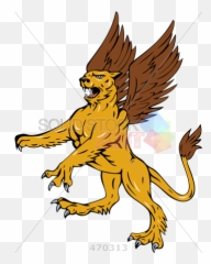 Stock Illustration Of Retro Cartoon Griffin With Eagle Wings Side View Facing Left Isolated - Cartoon Griffin png