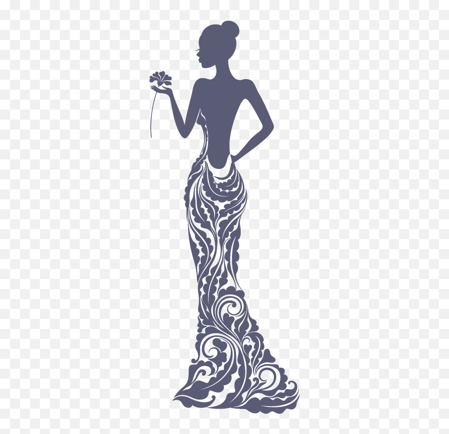Dress Silhouette Drawing Evening Gown - Fashion Dress Silhouette Png,Black Woman Silhouette Png