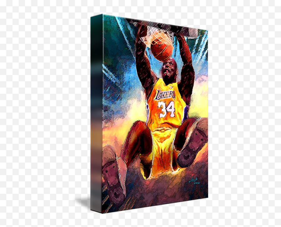 Shaq Shaquille Oneal Los Angeles Lakers Art By Edward Vela - For Basketball Png,Shaquille O'neal Png