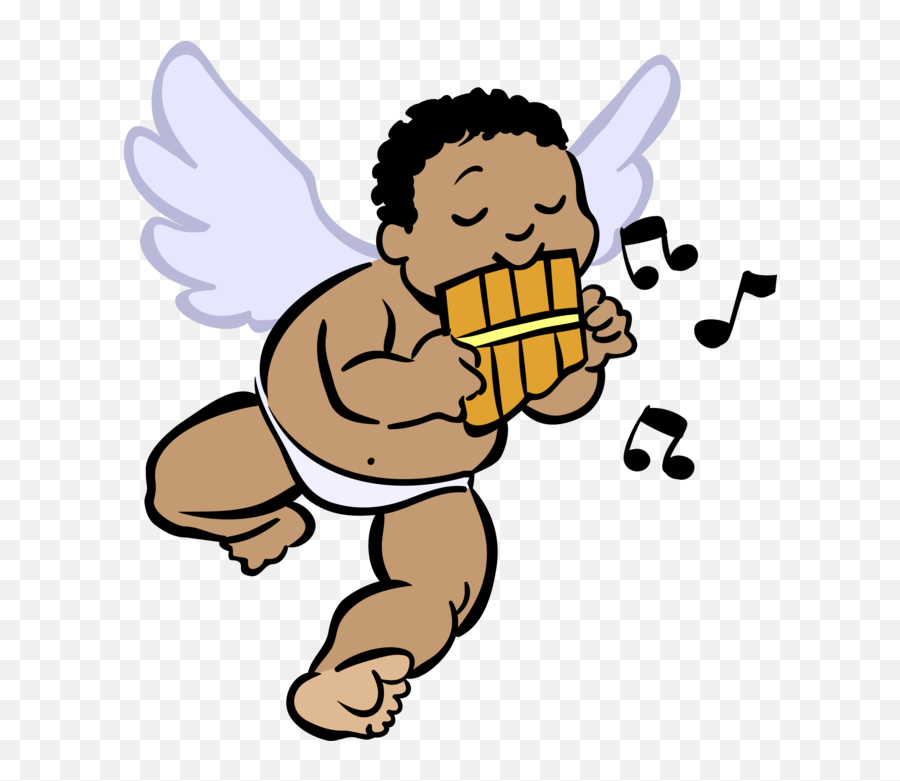 Download Vector Illustration Of Winged Cupid Angel God - Black Baby Angel Png,Baby Angel Png