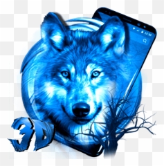 3d Ice Wolf Theme - Blue Noeon Png