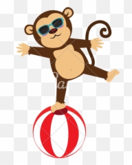 Circus Monkey Cartoon Icon Vector Illustration - Mono Circo Clipart png