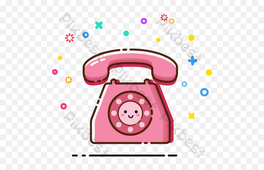 Pink Dial Phone Cartoon Business Card Small Icon Ai Free - Gambar Telepon Kartun Png,Small Icon
