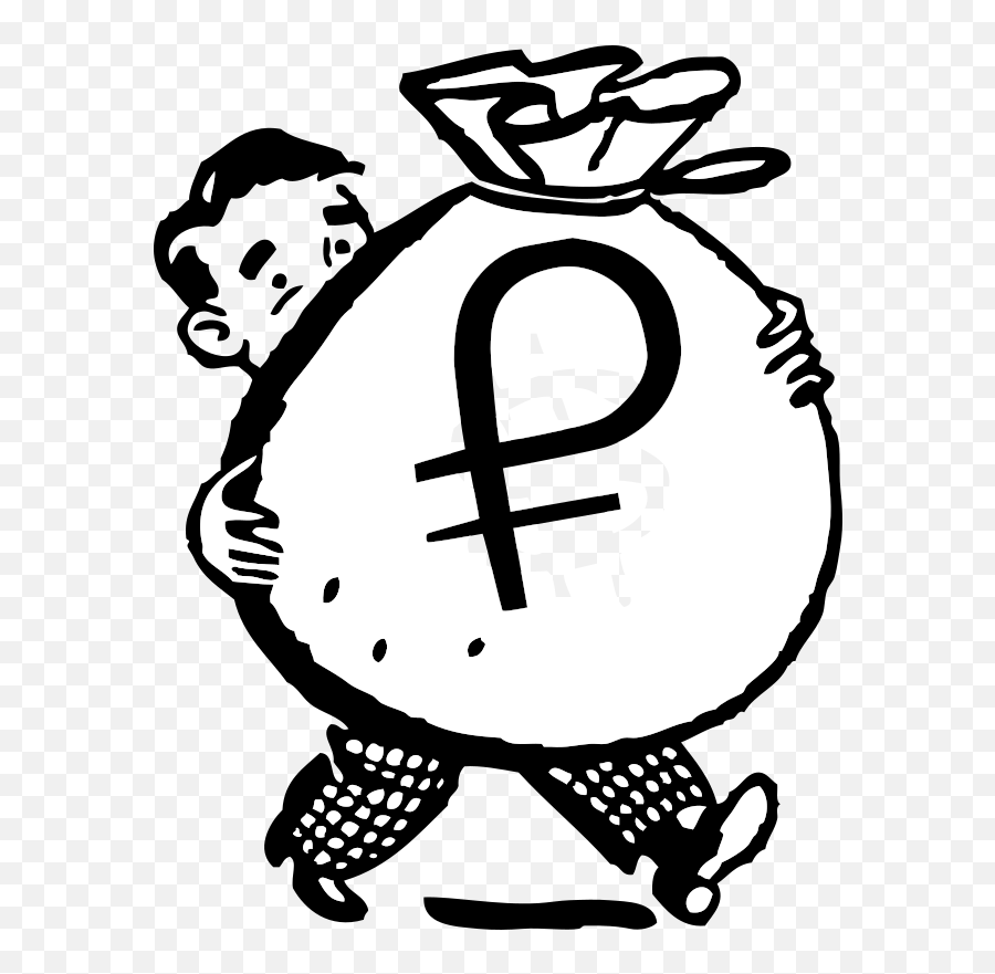 Guy With A Big Bag Of Petro Coin Line Art - Openclipart Dollar Sign Clipart Png,Inr Icon