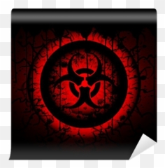 Circle Abstract Background Wall Mural - Biohazard Symbols Red png