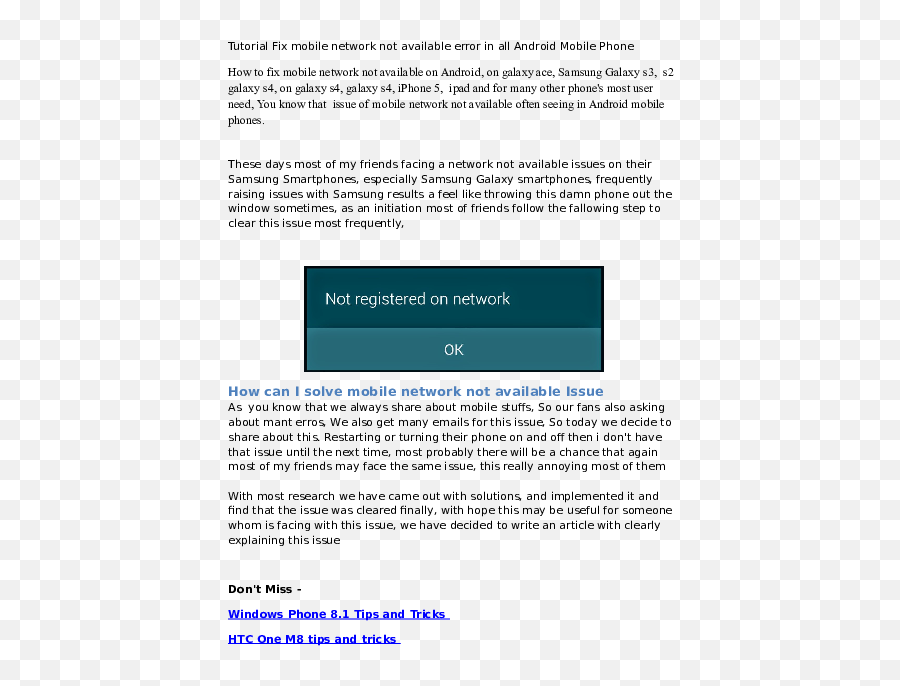Doc Tutorial Fix Mobile Network Not Available Error In All - Document Png,Galaxy S4 Vs Lumia Icon