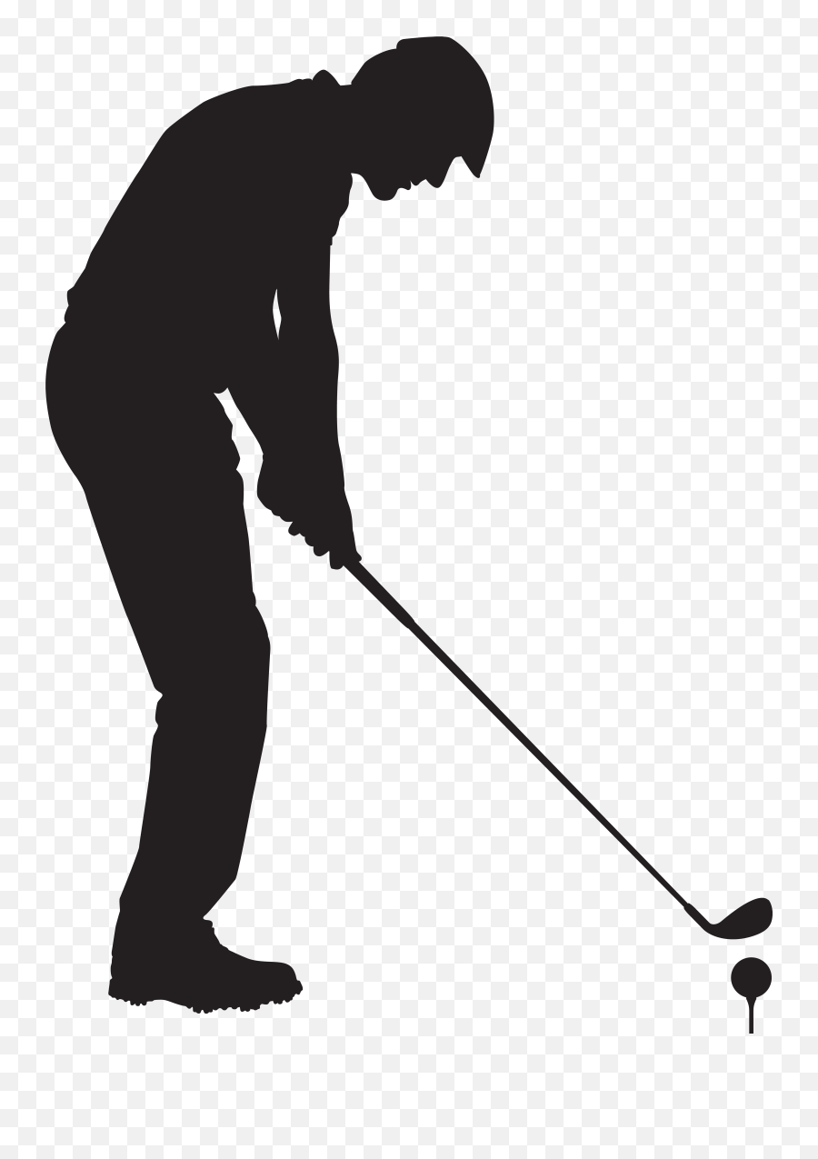 Golf Silhouette Clip Art - Man Playing Golf Clipart Png,Golf Clubs Png