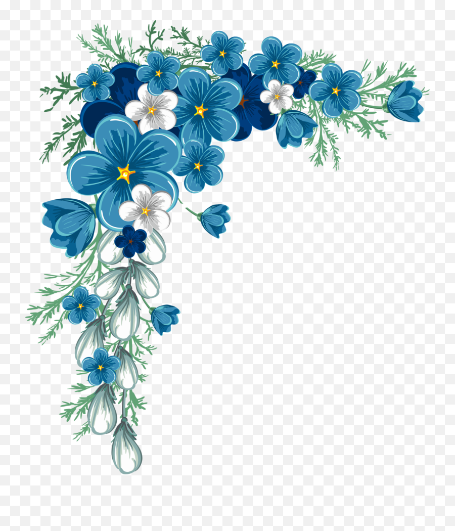 Clipart Borders Wildflower - Blue Flower Border Png,Wildflower Png
