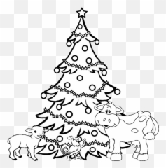 Download Xmas Animals Tree - Line Drawing Of Christmas Copy png