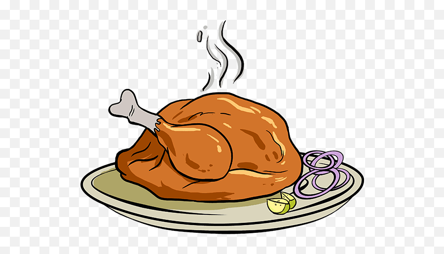 How To Draw A Turkey Dinner - Chicken Drawing Easy Food Png,Cooked Turkey Png