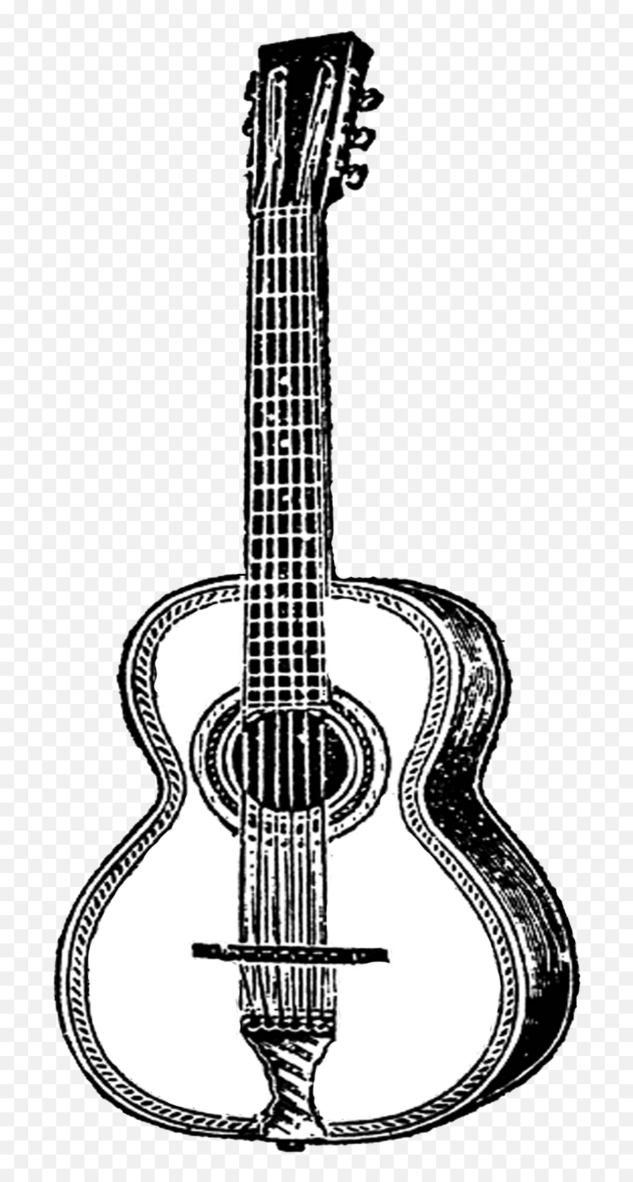 Free Vintage Digital Stamp - Acoustic Guitar Clip Art Png,Guitar Transparent Background