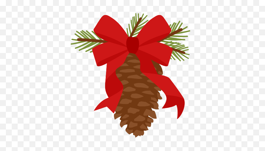Christmas Pinecone With Ribbon Scrapbook Cut File Cute - Pine Cone With Ribbon Png,Christmas Ribbon Png
