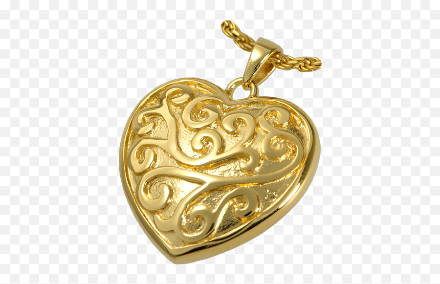 Download Scrollwork Filigree Heart Jewelry Shown In Gold - Locket Png,Scrollwork Png