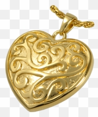 Download Scrollwork Filigree Heart Jewelry Shown In Gold - Locket Png,Scrollwork Png