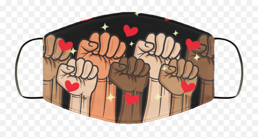 Power Fists Hearts Social Justice Black Lives Matter Washable Reusable Custom U2013 Printed Cloth Face Mask Cover - Custom Black Lives Matter Mask Png,Black Power Fist Png