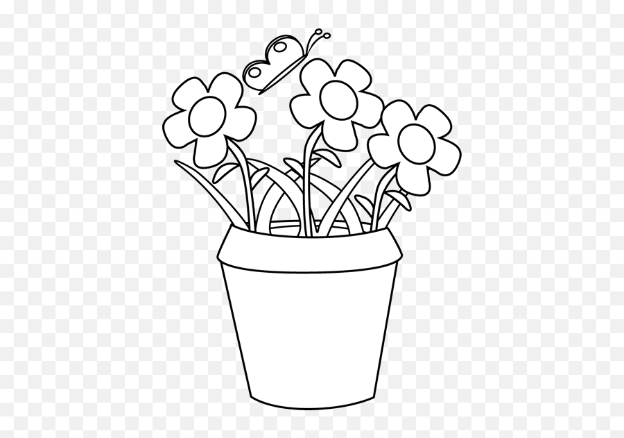 Png Garden Black And White Transparent - Flower Pot Black And White,Flower Garden Png