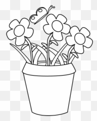 Png Garden Black And White Transparent - Flower Pot