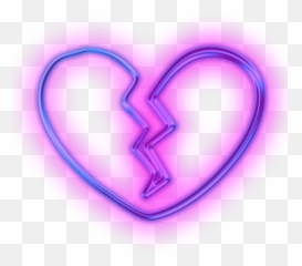 Broken Purple Heart Emoji - Neon Png