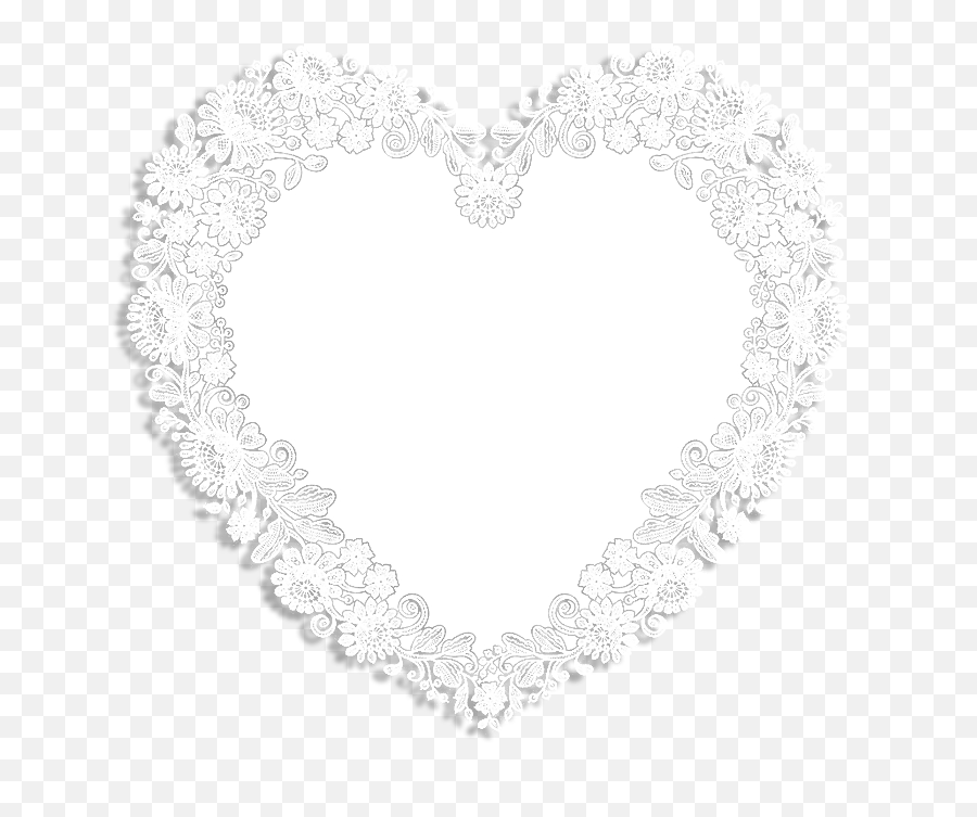 Download White Lace Heart Shape Frame - Heart Png,Lace Png