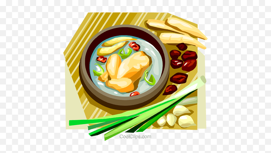 Korean Food Ginseng Chicken In Broth Royalty Free Vector - Illustration Png,Chicken Clipart Transparent Background