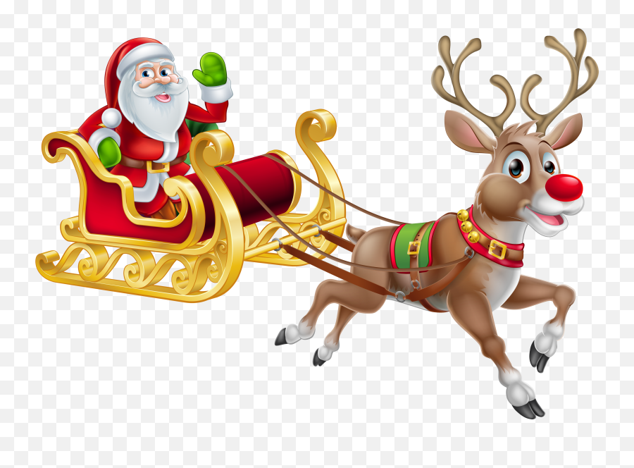 Sledge Claus Eve Transparent Decoration - Transparent Santa Claus And Reindeer Png,Santa Clipart Png