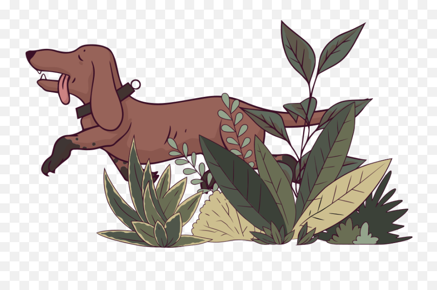 Vector Collages Dachshund In The Bushes U2014 Free - Illustration Png,Dachshund Png