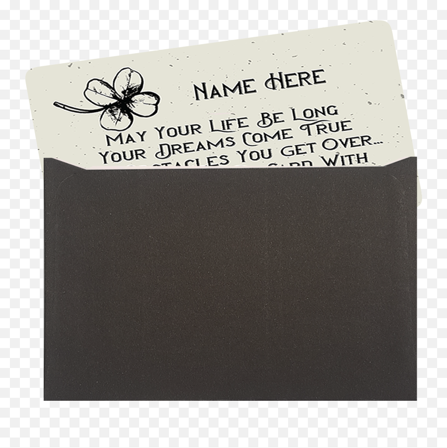 Personalised Keepsake Gift - Four Leafed Clover Metal Wallet Card Add Name Paper Png,Four Leaf Clover Png