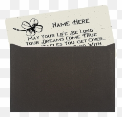 Personalised Keepsake Gift - Four Leafed Clover Metal Wallet Card Add Name Paper png