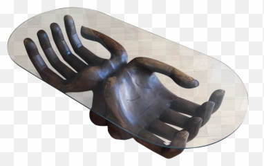 1980s Contemporary Wooden Guayasamin Open Hands Coffee Table - png