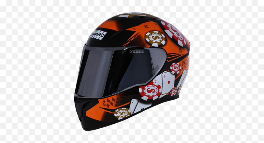 Studds Thunder D7 Decor With Mirror Visor Neon Orange N9 - Studds Thunder D6 Blue Png,Icon Airmada Stack Helmet