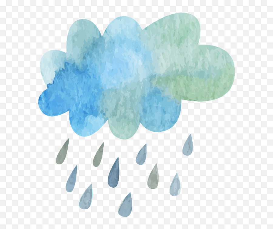 Download Ftestickers Watercolor Cloud Rain Blueandgreen - Cloud Rain Png,Rain Png