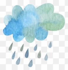 Download Ftestickers Watercolor Cloud Rain Blueandgreen - Png