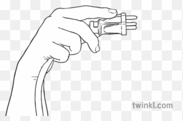 Hand Holding Plug Cable Electricity Ks2 - Fish Black And White png