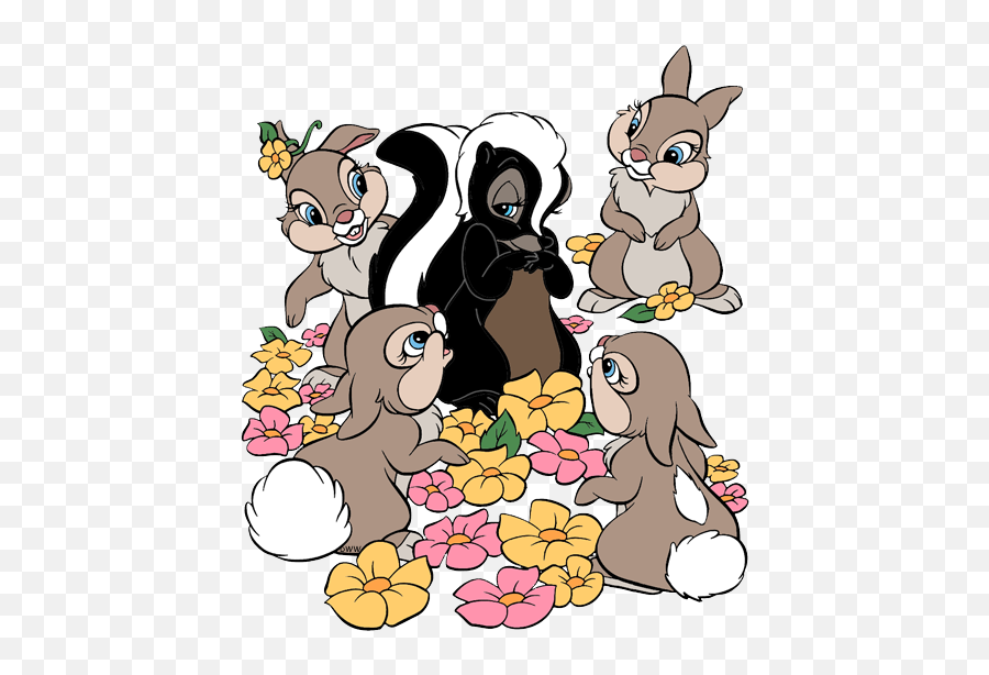 Bambi Group Clip Art Disney Galore - Bambi Flower And Thumper Sisters Png,Thumper Png