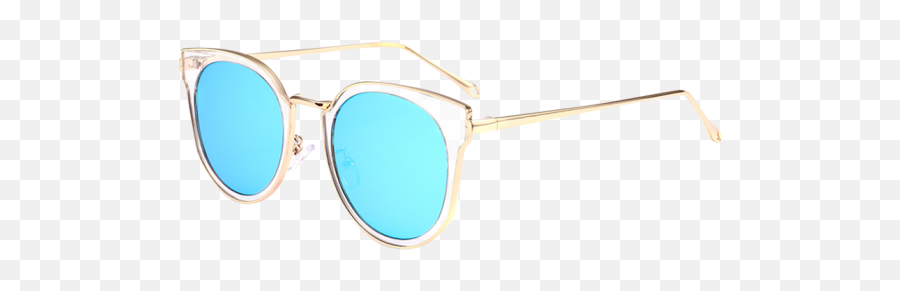 Cat Eye Metal Frame Wrap Mirrored Sunglasses Pink Transparentblue - Turquoise Png,Blue Frame Transparent