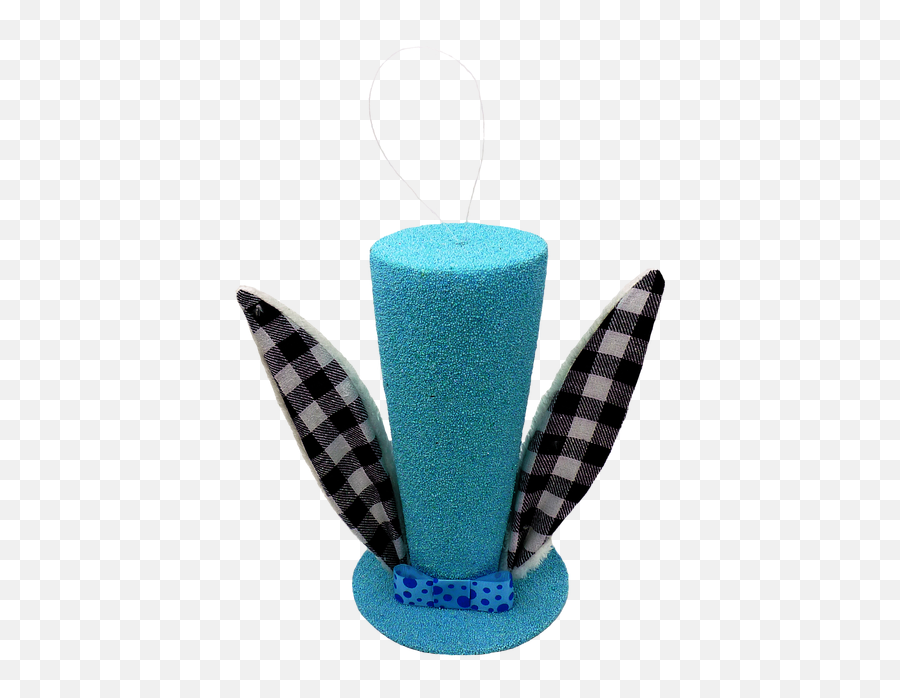 10 Bunny Ear Top Hat Blue Blkwht Check - Centrepiece Png,Bunny Ears Transparent