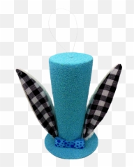 10 Bunny Ear Top Hat Blue Blkwht Check - Centrepiece Png,Bunny Ears Transparent