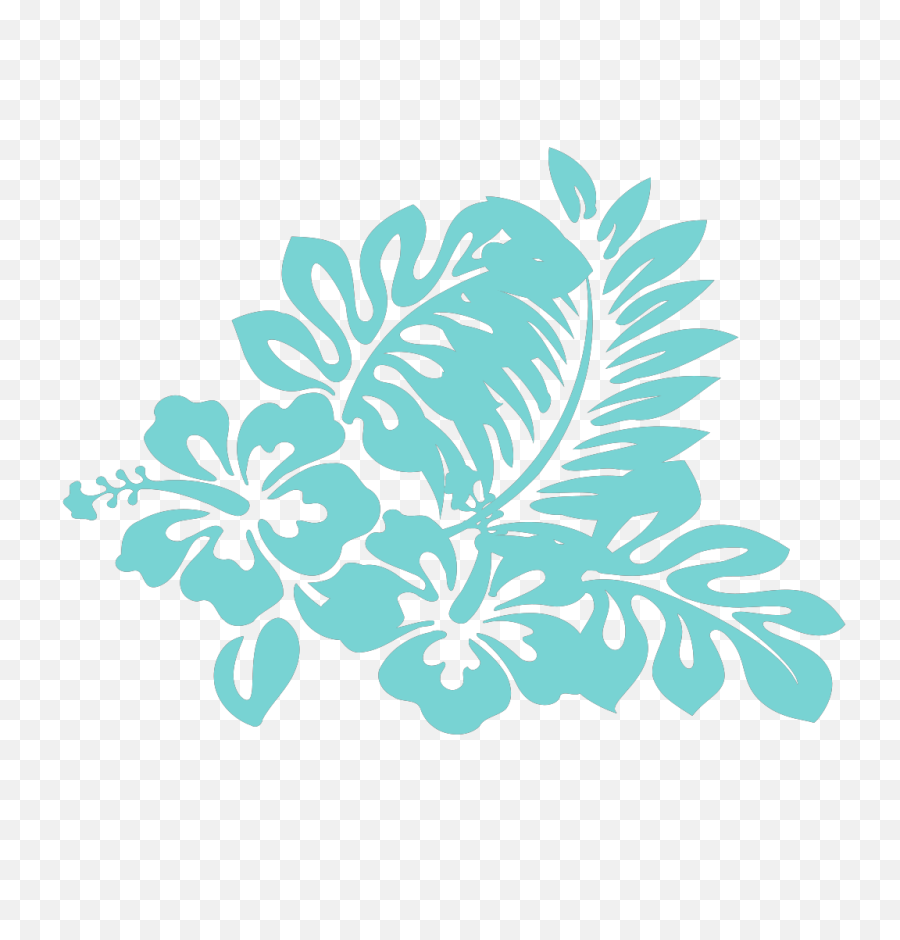 Blue Tropical Flower Clip Art - Vector Clip Art Tropical Flower Pattern Transparent Png,Hawaiian Flower Png