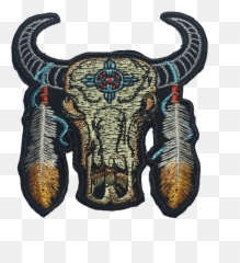 Download Bull Skull With Feathers - PNG Image with No