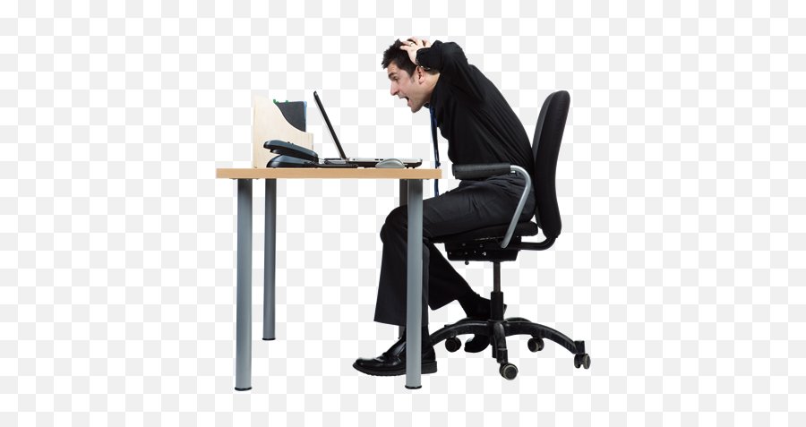Download Man - Man On Person At Desk Png,Yelling Png