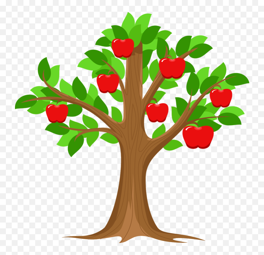 Branch Apple Id Tree Clip Art - Cartoon Apple Png Download Apple Tree Cartoon Png,Cartoon Apple Png