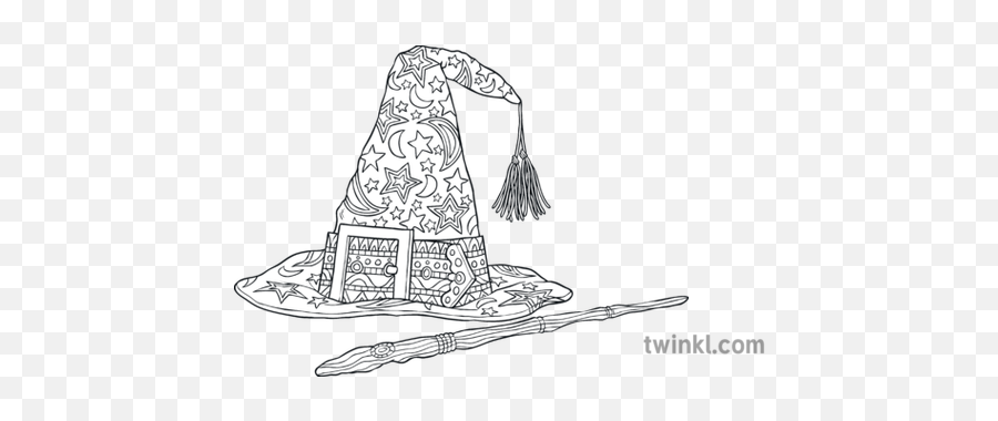 Wizards Hat And Wand Mindfulness - Witch Hat Png,Wizard Wand Png