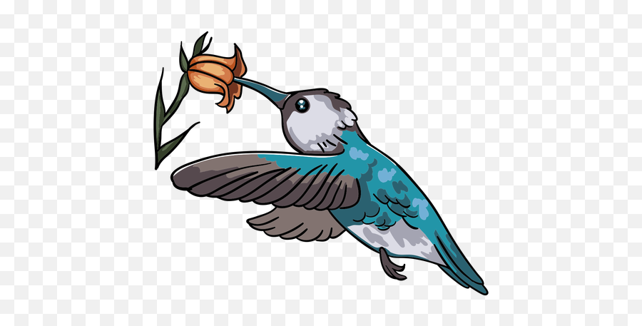 Realistic Bird Blue Hummingbird Flower Illustration - Colibri Dibujo Png En Flor,Jaiden Animations Icon