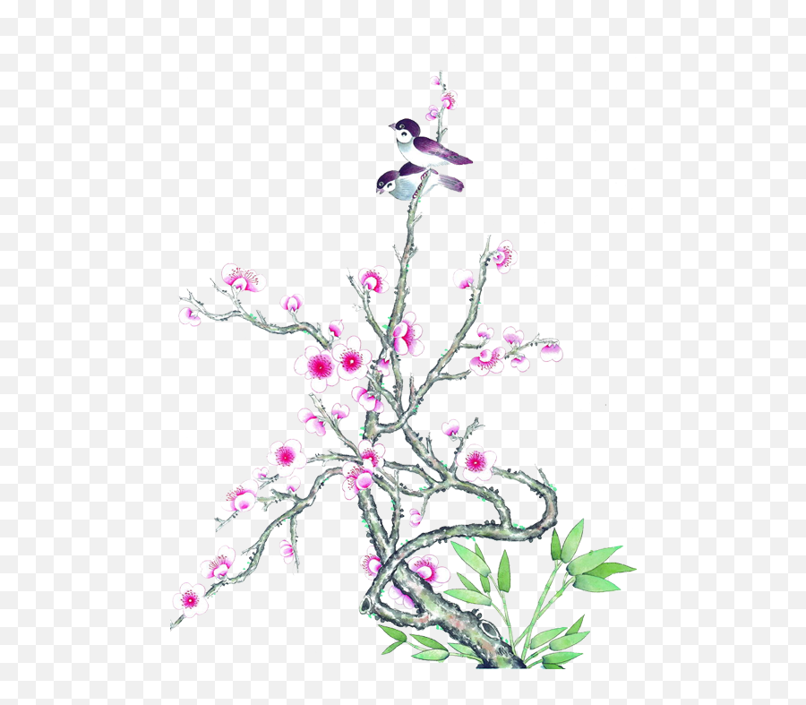 Download Free Twitter Blossom Plum Wash Ink Painting Drawing Png Icon Pink