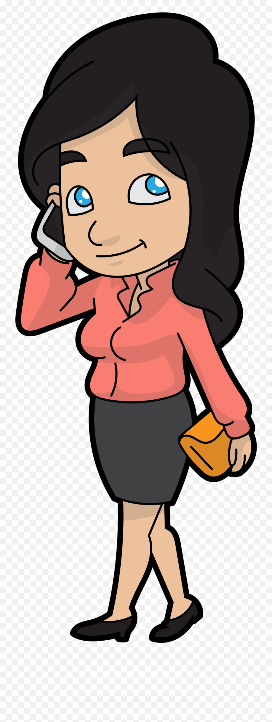 A Cartoon Woman Talks Business - Portable Network Graphics Png,Cartoon Phone Png